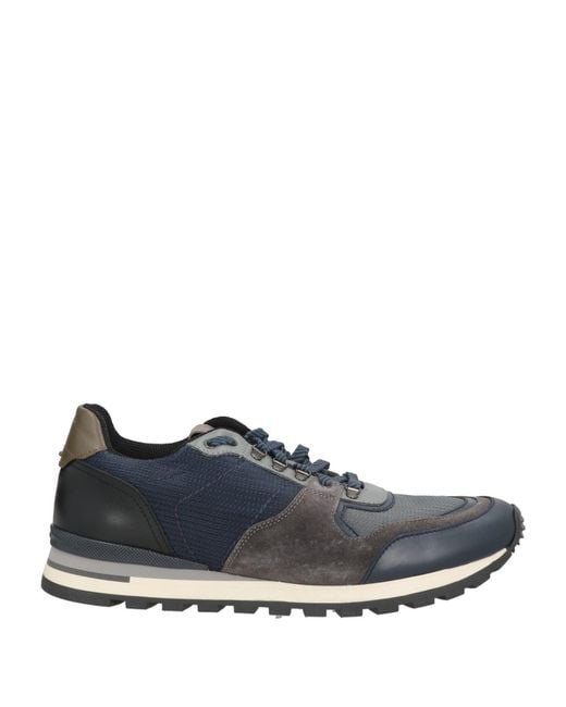 Brimarts Blue Sneakers Leather, Textile Fibers for men