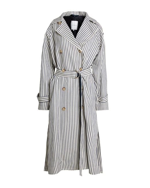 Tommy Hilfiger Gray Cream Overcoat & Trench Coat Viscose