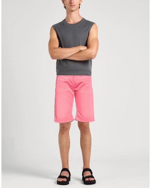 Replay Pink Denim Shorts Cotton, Elastane for men