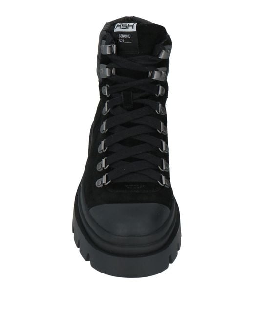 Ash Black Ankle Boots Calfskin, Textile Fibers