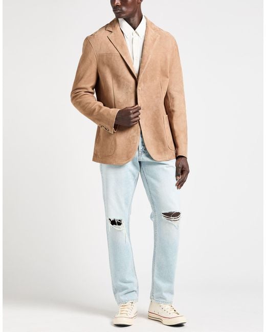 Boglioli Brown Camel Blazer Leather for men