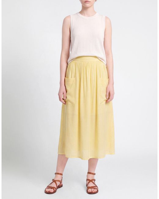 Compagnia Italiana Yellow Midi Skirt Lyocell, Polyester, Cotton, Silk