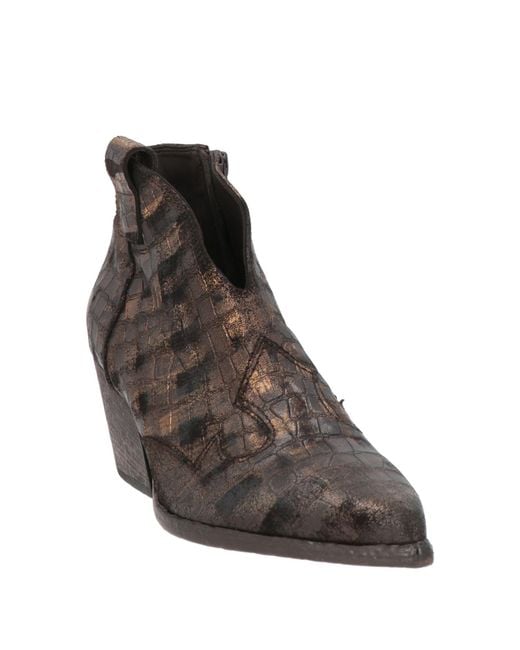 Elena Iachi Brown Bronze Ankle Boots Leather
