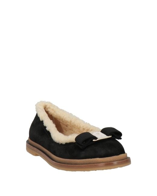 Ferragamo Black Ballet Flats Kidskin, Shearling