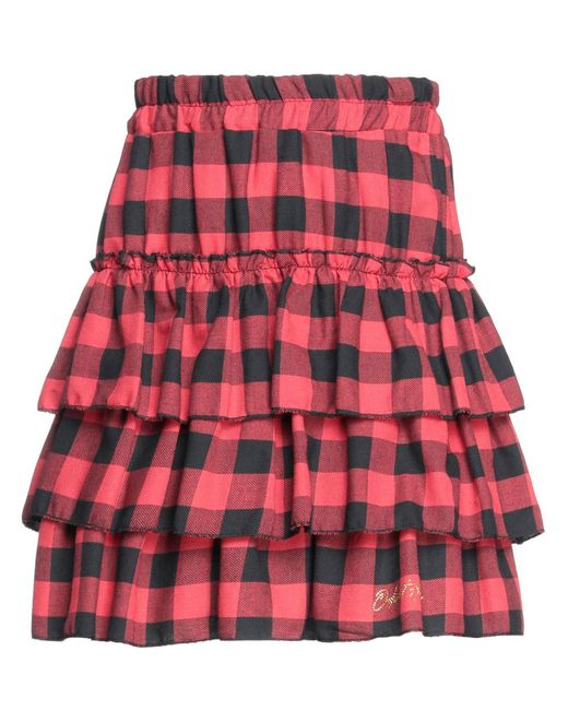Odi Et Amo Red Mini Skirt Polyester, Viscose, Elastane