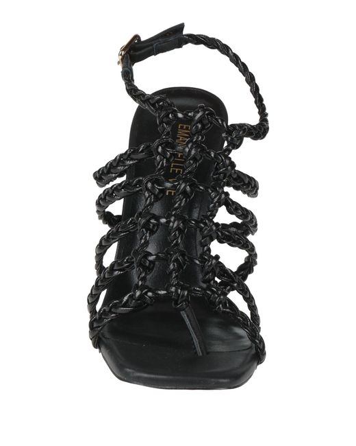 Emanuélle Vee Black Thong Sandal Leather