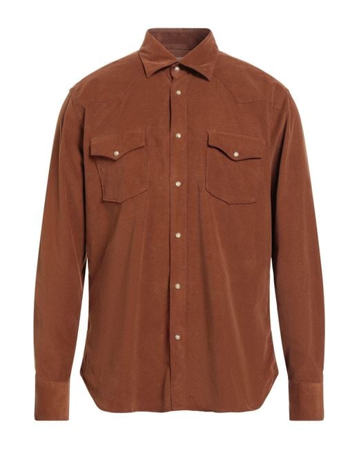 Tintoria Mattei 954 Brown Shirt Cotton, Elastane for men