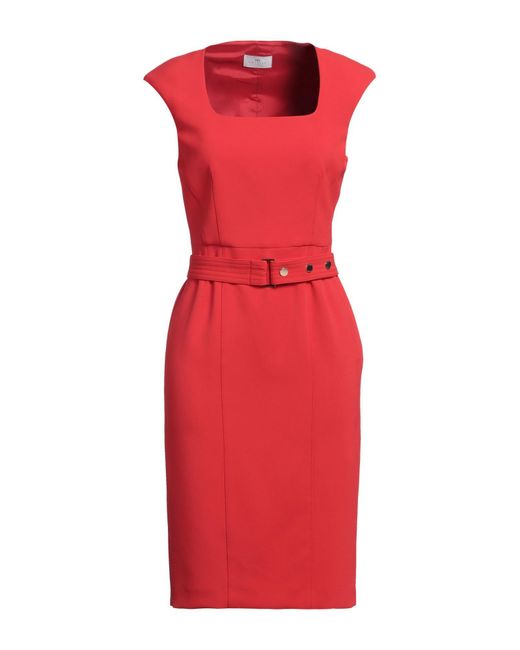 Nenette Red Midi Dress Polyester, Elastane