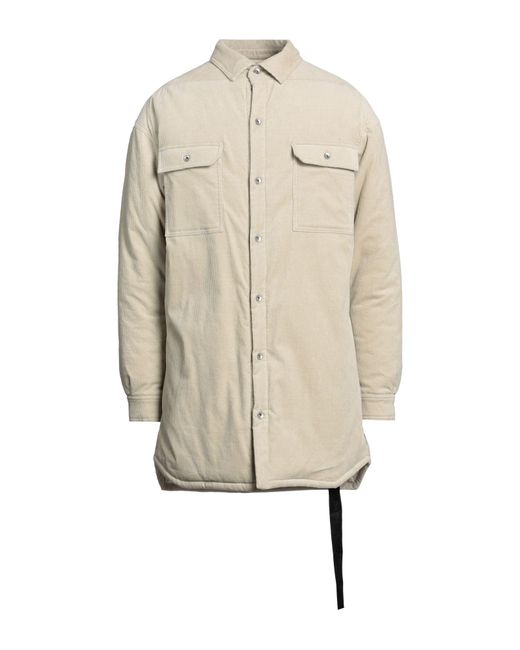 Rick Owens Natural Light Coat Cotton, Elastane for men