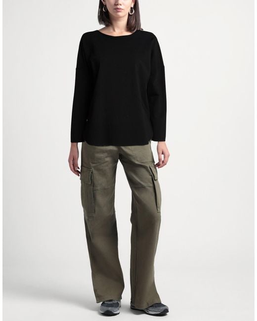 RUE DU BAC Black T-Shirt Viscose, Polyamide, Elastane