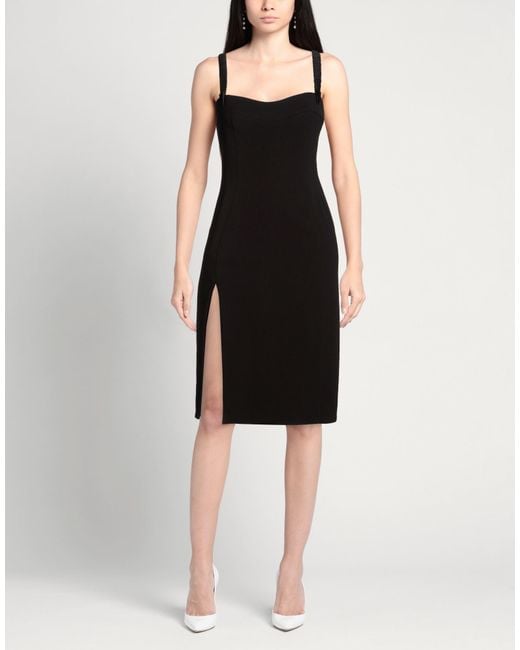 Mugler Black Midi Dress Silk, Viscose, Virgin Wool
