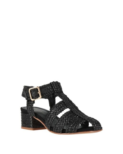 Paloma Barceló Black Sandals Natural Raffia