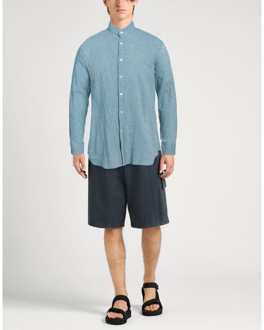 Doppiaa Blue Shirt Cotton, Linen for men