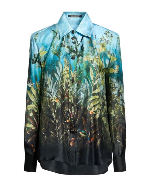 Roberto Cavalli Blue Azure Shirt Silk