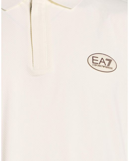 EA7 White Ivory Polo Shirt Polyester, Elastane for men