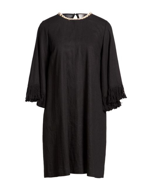 Compagnia Italiana Black Mini Dress Linen, Viscose