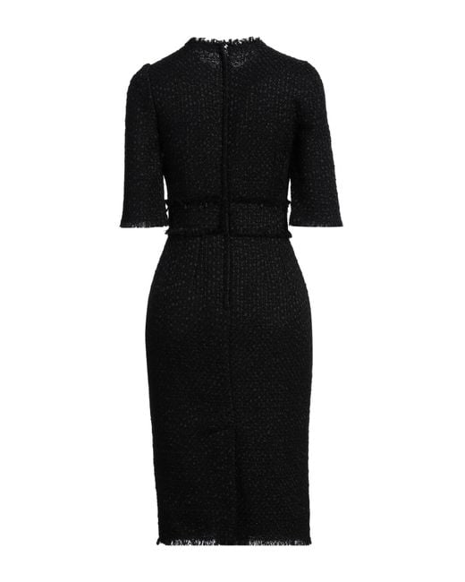 Dolce & Gabbana Black Midi Dress Polyamide, Wool, Cotton, Acrylic, Viscose
