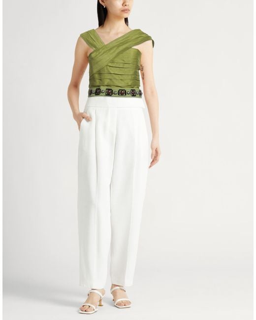Alberta Ferretti Green Military Top Linen, Silk