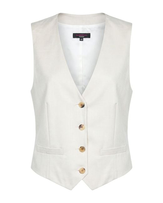 Barbara Bui White Tailored Vest Wool, Cotton, Elastane