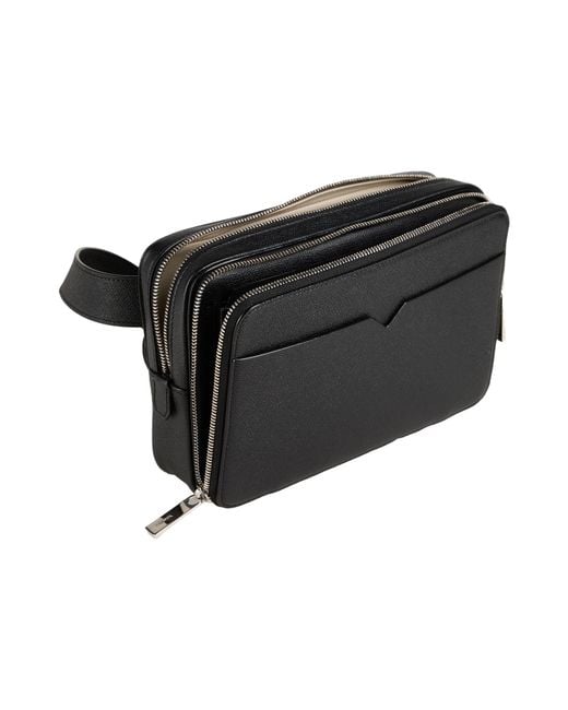 Valextra Black V-Line Bum Bag -- Belt Bag Calfskin for men