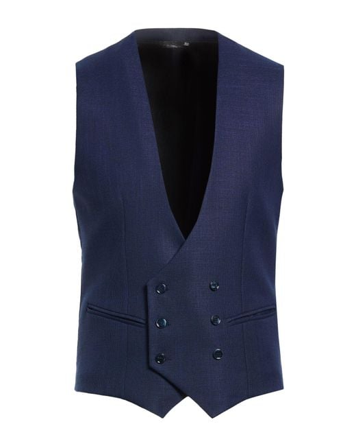 Daniele Alessandrini Blue Tailored Vest Polyester, Viscose, Elastane for men