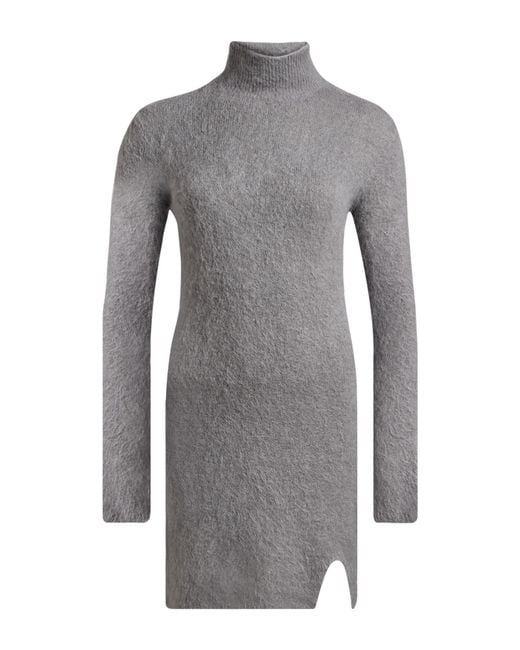 ViCOLO Gray Mini Dress Alpaca Wool, Polyamide, Virgin Wool, Elastane