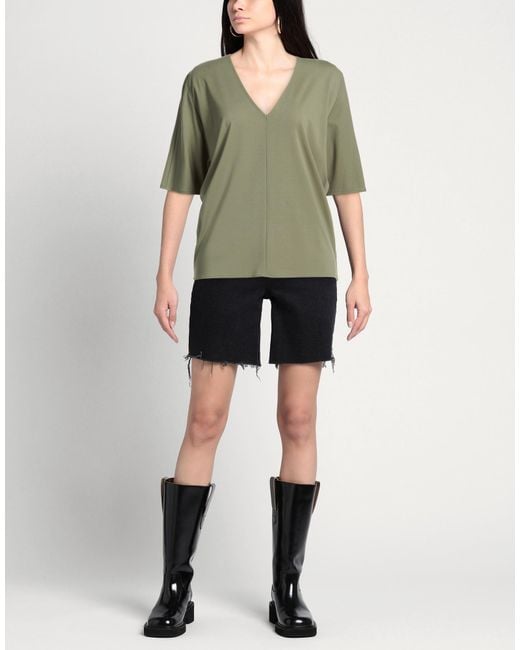 RUE DU BAC Green T-Shirt Viscose, Polyamide, Elastane