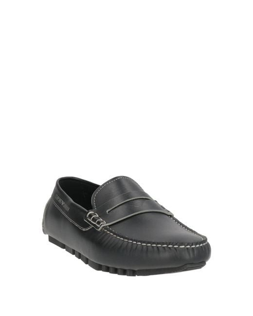 Emporio Armani Gray Loafers Cow Leather for men