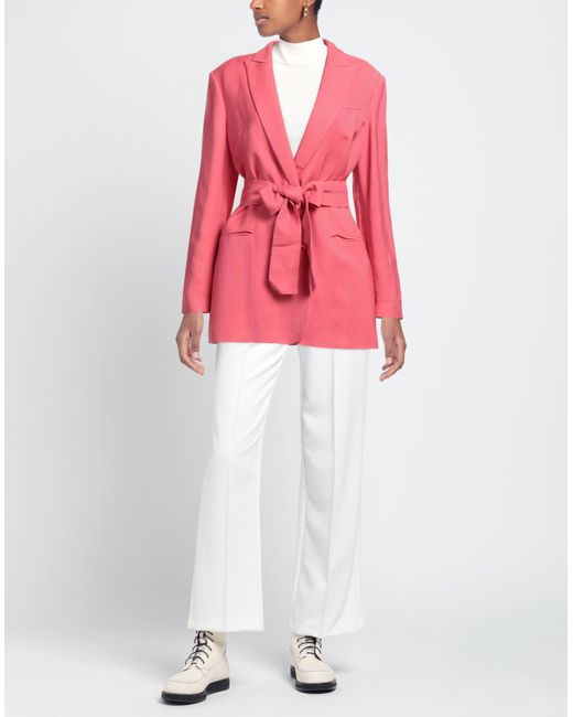 Twinset Pink Coral Blazer Viscose, Linen