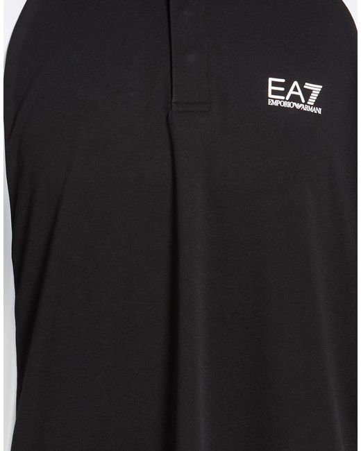 EA7 Black Polo Shirt Polyester for men