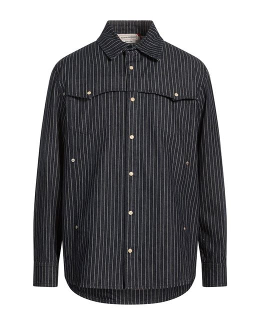 McQueen Black Denim Shirt Cotton for men