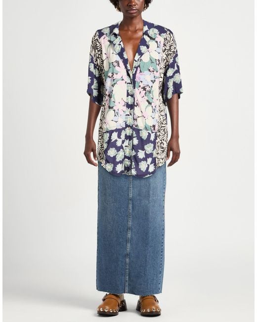 Free People Blue Midnight Shirt Viscose