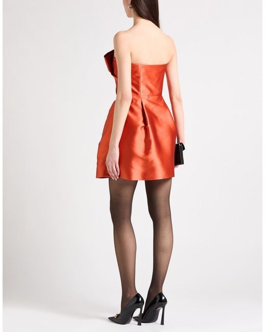 Alberta Ferretti Red Rust Mini Dress Polyester, Silk