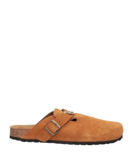 Taji Brown Camel Mules & Clogs Leather for men