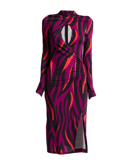 Pinko Purple Plum Midi Dress Viscose, Elastane