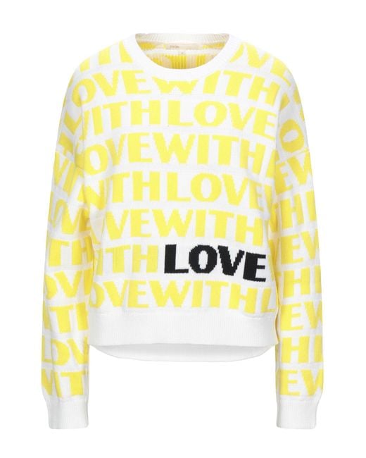 Maje Yellow Jacquard Sweater With Slogan