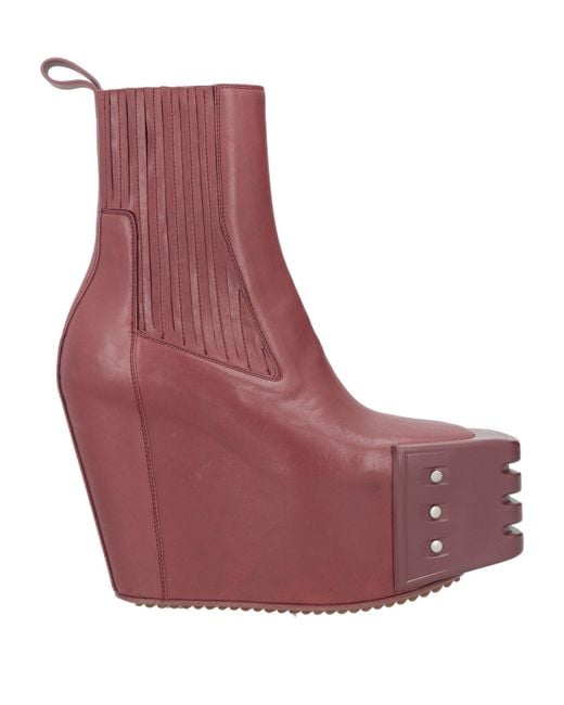Rick Owens Purple Ankle Boots Leather