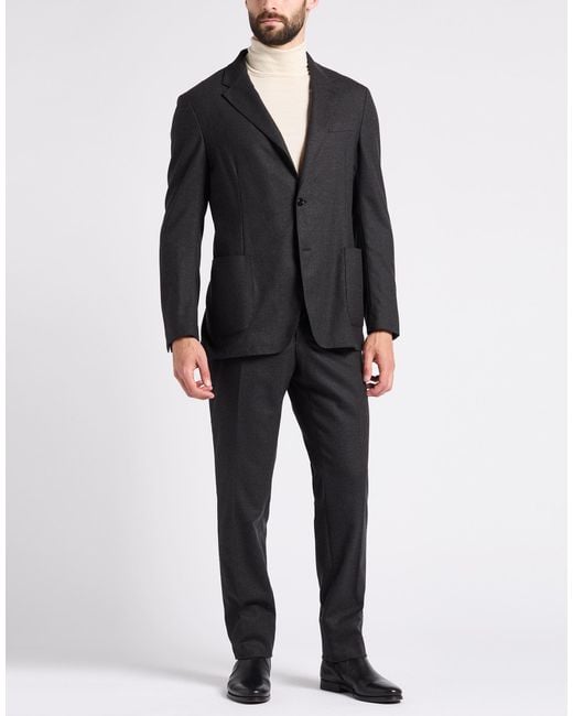 Lardini Black Suit Wool, Polyester, Elastane for men
