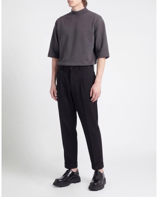 Paolo Pecora Black Pants Polyester, Viscose, Elastane for men
