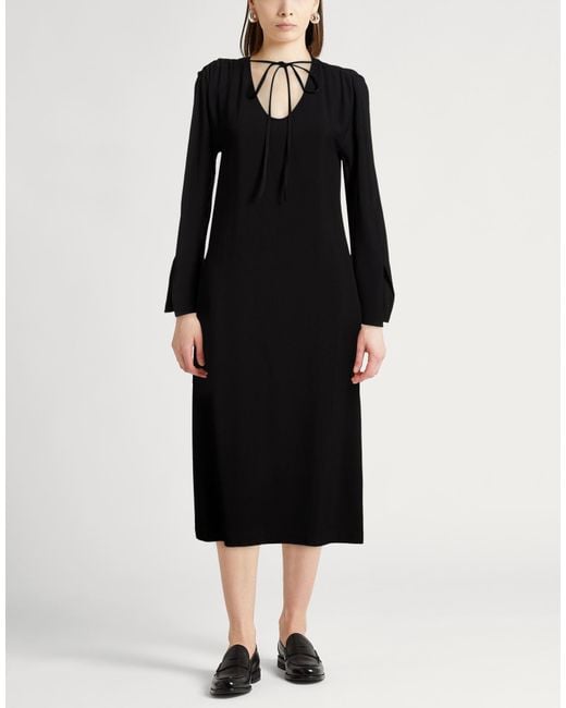 Erika Cavallini Semi Couture Black Midi Dress Viscose, Acetate