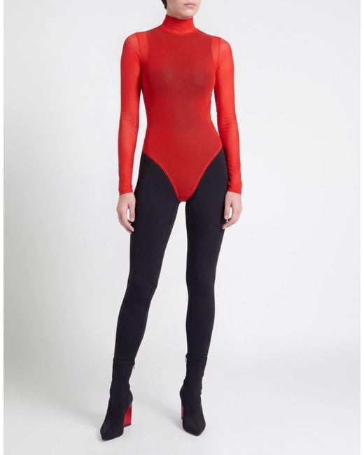 Alaïa Red Bodysuit Cupro, Elastane