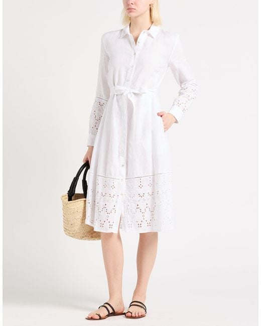 120% Lino White Midi Dresses