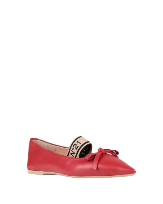N°21 Red Ballet Flats Leather