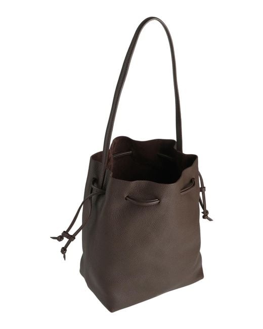 Mansur Gavriel Brown Drawstring -- Shoulder Bag Leather