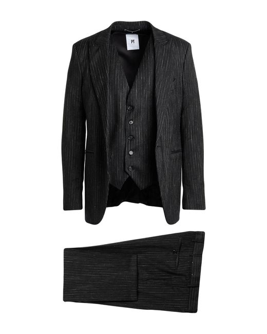 PT Torino Black Suit Virgin Wool for men