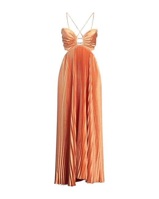 LIDEE Woman Orange Maxi Dress Polyester