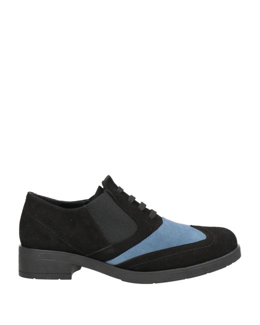 Daniele Ancarani Black Light Lace-Up Shoes Soft Leather, Textile Fibers