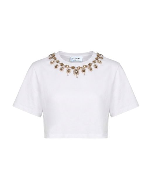 Blugirl Blumarine White T-Shirt Cotton, Elastane