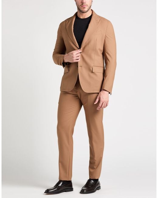Eleventy Natural Camel Suit Wool for men