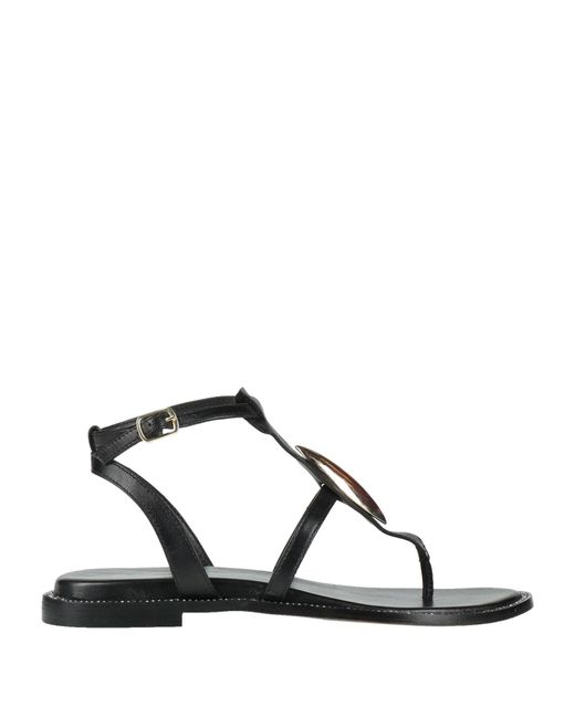 Emanuélle Vee Black Thong Sandal Leather